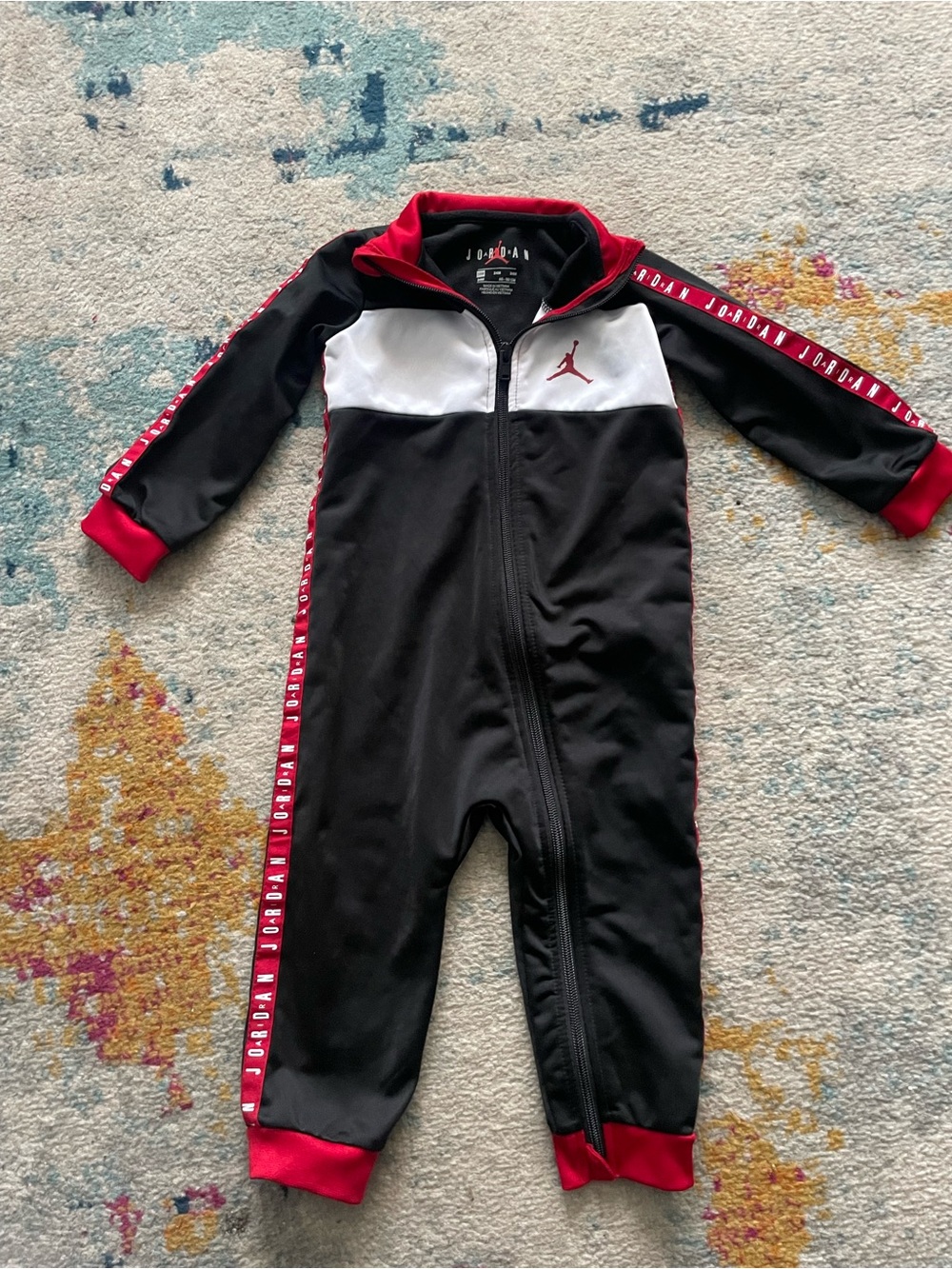 Air Jordan Kids' Black and Red One-Piece Track Suit